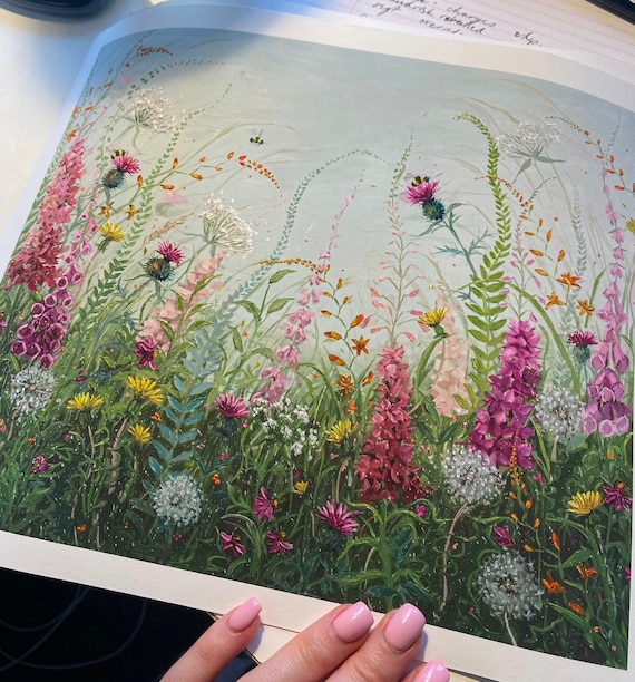 Wildflower Field Art Print, Giclee Hahnemühle Torchon Paper - Etsy
