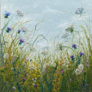 FINE ART PRINT- Swept Away-Wildflower print meadow print. original print Cathy Lewis Paintings.