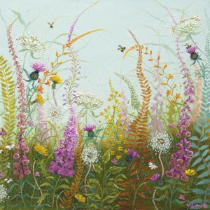 FINE ART PRINT- Enchanting #2-Wildflower print, meadow print. original print Cathy Lewis, Giclee print. Made in Ireland