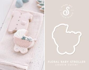 Floral Baby Stroller Cookie Cutter