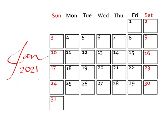 21 Printable Monthly Calendar For January To December B5 Etsy