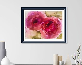 Roses, Ink painting,Alcohol ink art, flower Ink ,Wall art, Rose flower painting, Pink Rose, Handmade Alcohol Art
