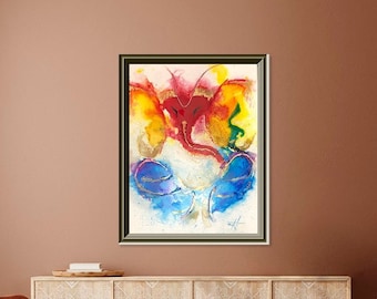 Original Ganesha Alcohol Ink Painting – Colorful Hindu Spiritual Wall Art