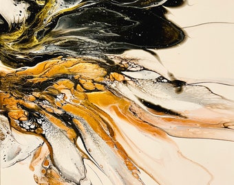 Original Abstract Fluid Acrylic Pour Painting – Handmade Modern Wall Art,  16"x20" Canvas