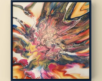 Original Abstract Fluid Acrylic Pour Painting – Handmade Modern Wall Art, 20 x 20 Canvas