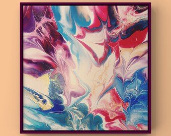 Original Abstract Fluid Acrylic Pour Painting – Handmade Modern Wall Art, 20 x 20 Canvas