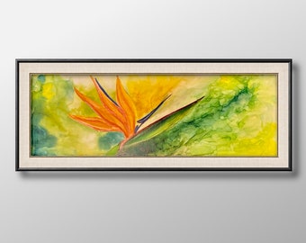 Bird of Paradise Painting Set, Alcohol Ink Art, Tropical Home Decor