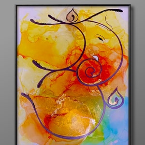 Opera d'arte originale, Ganesh, OM, Lord Ganesha, Arte murale, pittura a inchiostro alcolico, decorazioni murali, opere d'arte a inchiostro