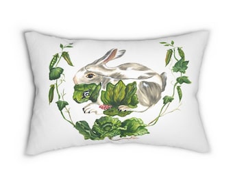 Rabbit tureen cartouche lumbar pillow 20"x14"