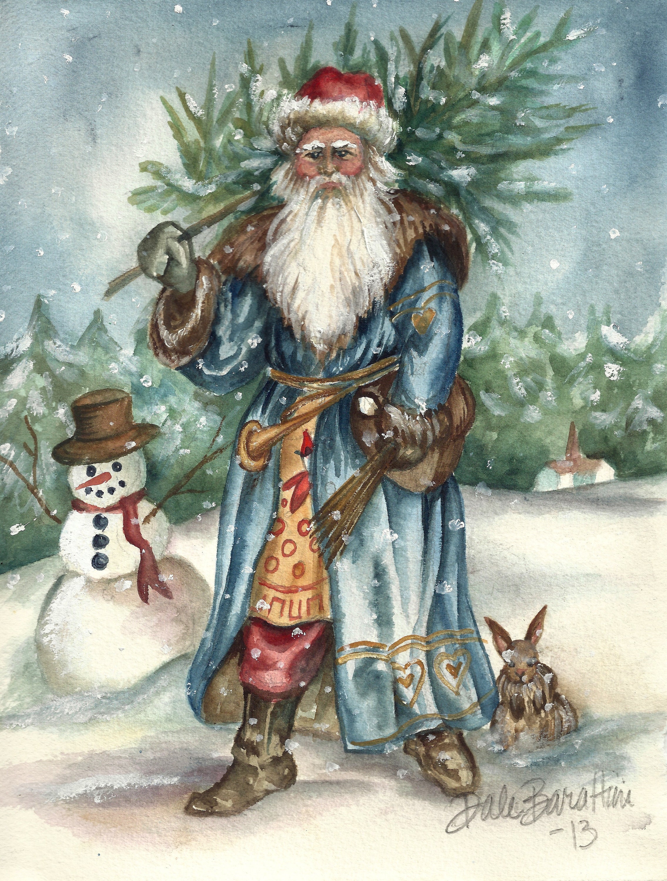 Santa dressed in blue cheap