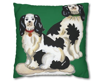 24"x24" deep green staffordshire dog pillow cover