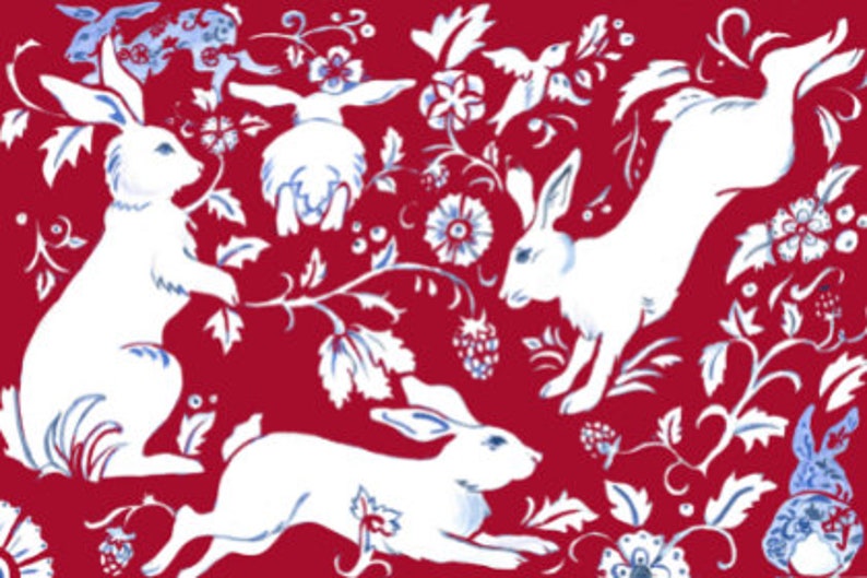 Napperons Lapin Différentes couleurs 12X18 Jetable Lot de 20 Cadeau fête des mères Rouge