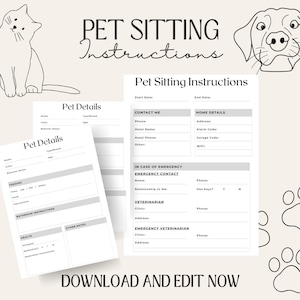 Pet Sitter Instructions | Cat Sitter Instructions | Dog Sitter Instructions | Pet Sitting Notes | Sitter Checklist | Pet Sitter Download PDF