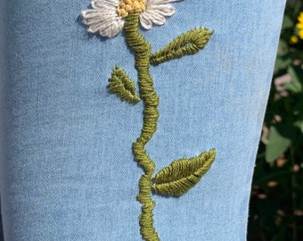 embroidered jeans etsy