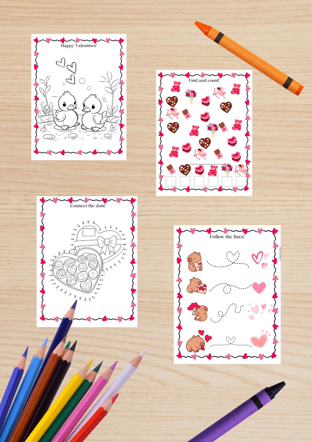 Valentine’s Day Printable Activity Bundle for Kids – Coloring Pages ...