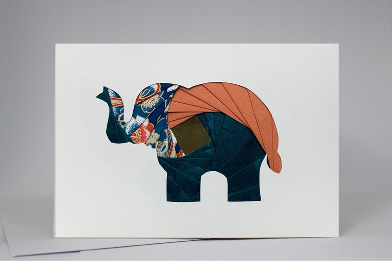 Elephant Card Blank Greeting Card Unique Handmade Iris Folding Gift Card Wildlife Nature Animals image 2