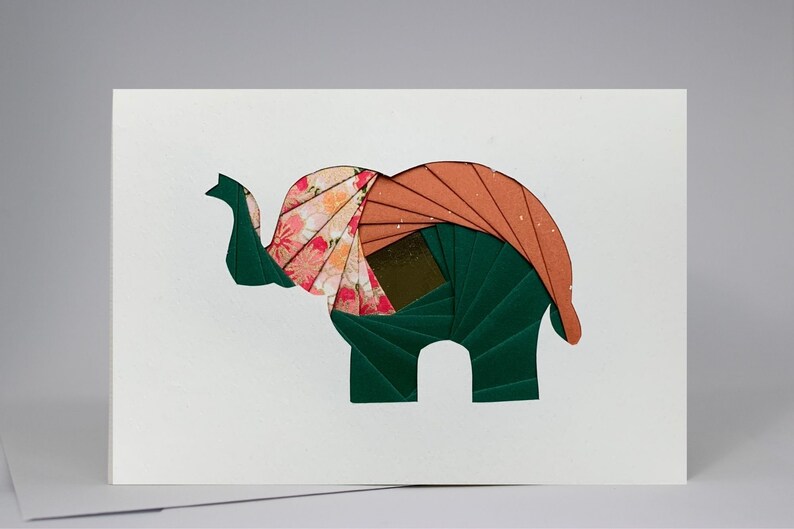 Elephant Card Blank Greeting Card Unique Handmade Iris Folding Gift Card Wildlife Nature Animals image 3