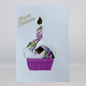 carte d'anniversaire | Cupcake - Carte de voeux vierge - Carte-cadeau pliante Iris fait main unique