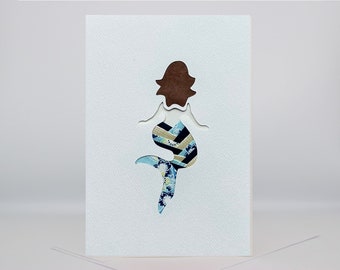 Mermaid - Blank Greeting Card - Unique Handmade Iris Folding Gift Card - Under the Sea | Marine Life