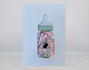 Baby Shower | New Baby Card - Blank Holiday Greeting Card - Unique Handmade Iris Folding Gift Card