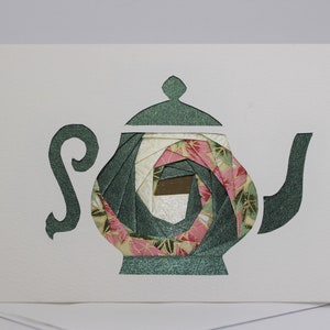 Tè / Caffè / Amicizia - Biglietto d'auguri vuoto - Biglietto regalo pieghevole unico fatto a mano con iris - Pensando a te