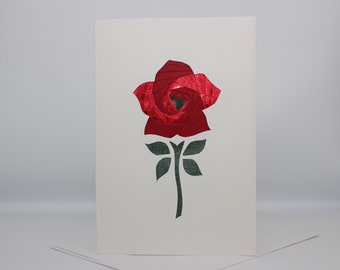 Rose | Floral - Blank Greeting Card - Unique Handmade Iris Folding Gift Card - Celebration | Thinking of You