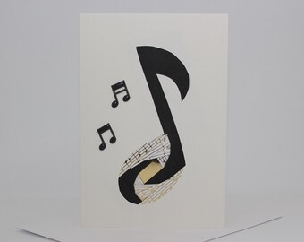 Music Note - Blank Greeting Card - Unique Handmade Iris Folding Gift Card