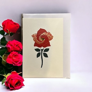 Bloemen - blanco wenskaart - unieke handgemaakte opvouwbare iriscadeaukaart - roos | Tulp | Zonnebloem | Iris