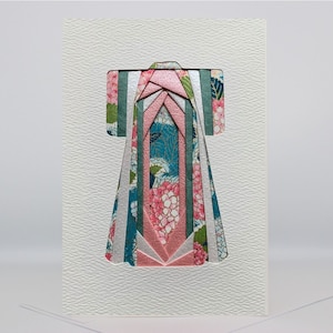 Kimono - carte de voeux vierge - carte-cadeau pliante iris fait main unique - nombreuses couleurs disponibles