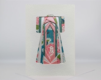 Kimono - Blank Greeting Card - Unique Handmade Iris Folding Gift Card - Many Colours Available