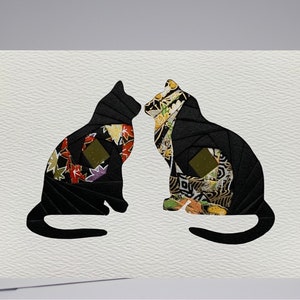 Cats | Kissing Cats | Pets - Blank Greeting Card - Unique Handmade Iris Folding Gift Card