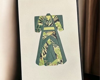 Kimono - Blank Greeting Card - Unique Handmade Iris Folding Gift Card - Many Colours Available