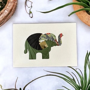 Elephant Card Blank Greeting Card Unique Handmade Iris Folding Gift Card Wildlife Nature Animals image 1