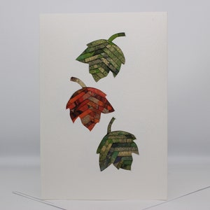 Chute des feuilles | Carte de voeux vierge d'automne - Carte-cadeau pliante Iris faite main unique - Je pense à vous