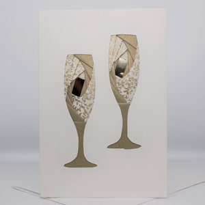 Celebração - Casamento | Aniversário | Felicidades | Estoure o champanhe - Cartão de felicitações em branco - Cartão de presente dobrável exclusivo feito à mão Iris