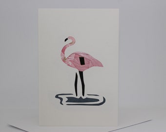 Flamingo | Bird Cards - Unique Handmade Iris Folding Gift Card - Blank Greeting Card - Swan | Cardinal | Crow | Peacock