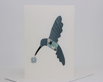 Hummingbird - Blank Greeting Card - Unique Handmade Iris Folding Gift Card