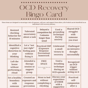 OCD Recovery Bingo Card: Therapy & Self-Care Resources