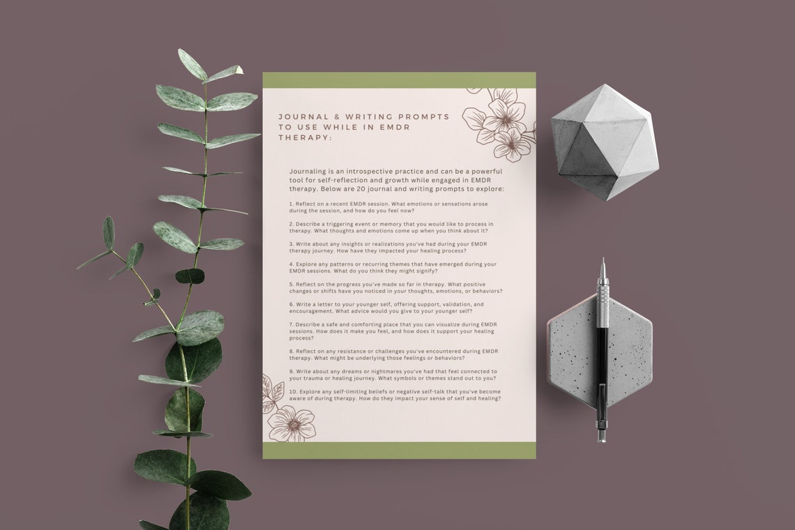 EMDR therapy session with patient and therapist using journal prompts