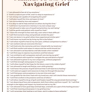 Affirmations and Mantras to Use When Navigating Grief; Navigating Grief; Grief Therapy; Grief Therapist; Grief Therapy Worksheets