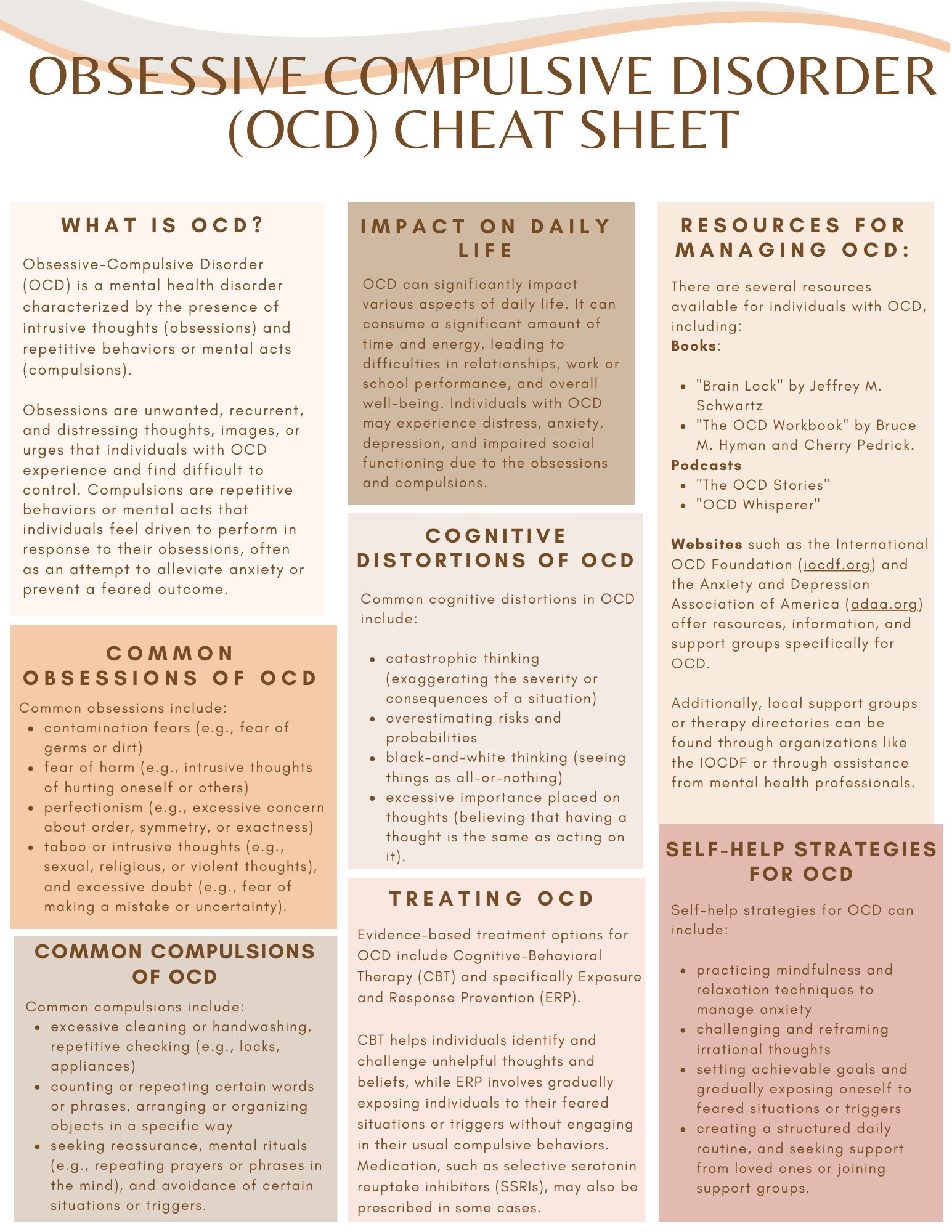 OCD Cheat Sheet Obsessive Compulsive Disorder Cheat Sheet Obsessive