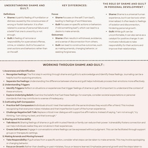 Shame and Guilt Worksheet: Therapy & Self-Compassion (PDF)