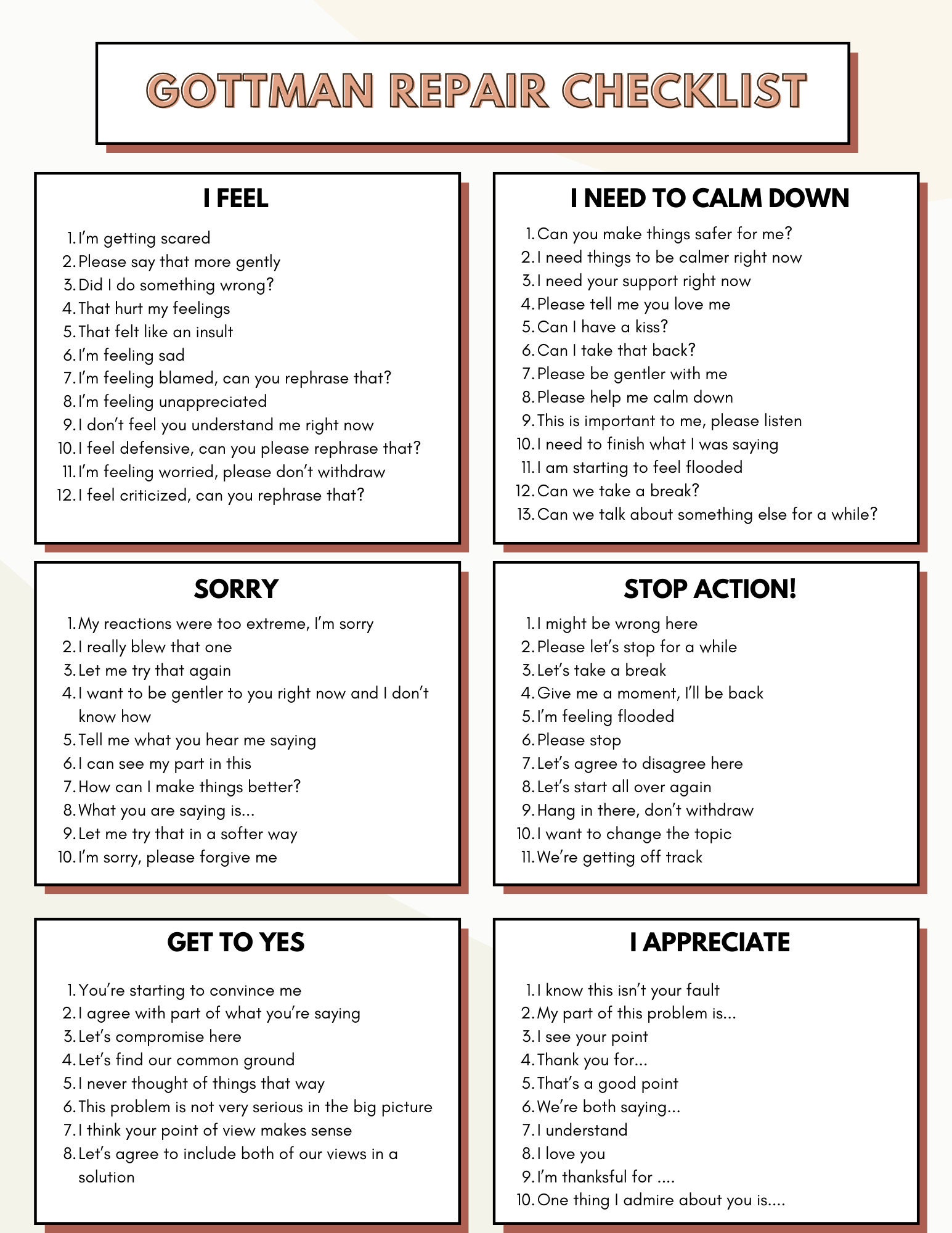 Gottman Repair Checklist Etsy Gottman Repair Checklist Etsy