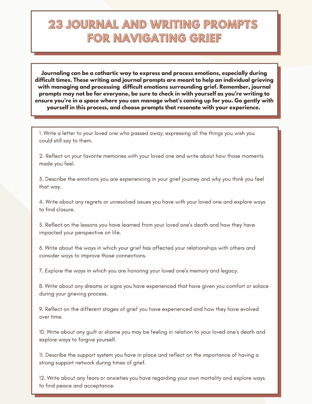 23 Journal and Writing Prompts for Navigating Grief; Grief Journaling ...