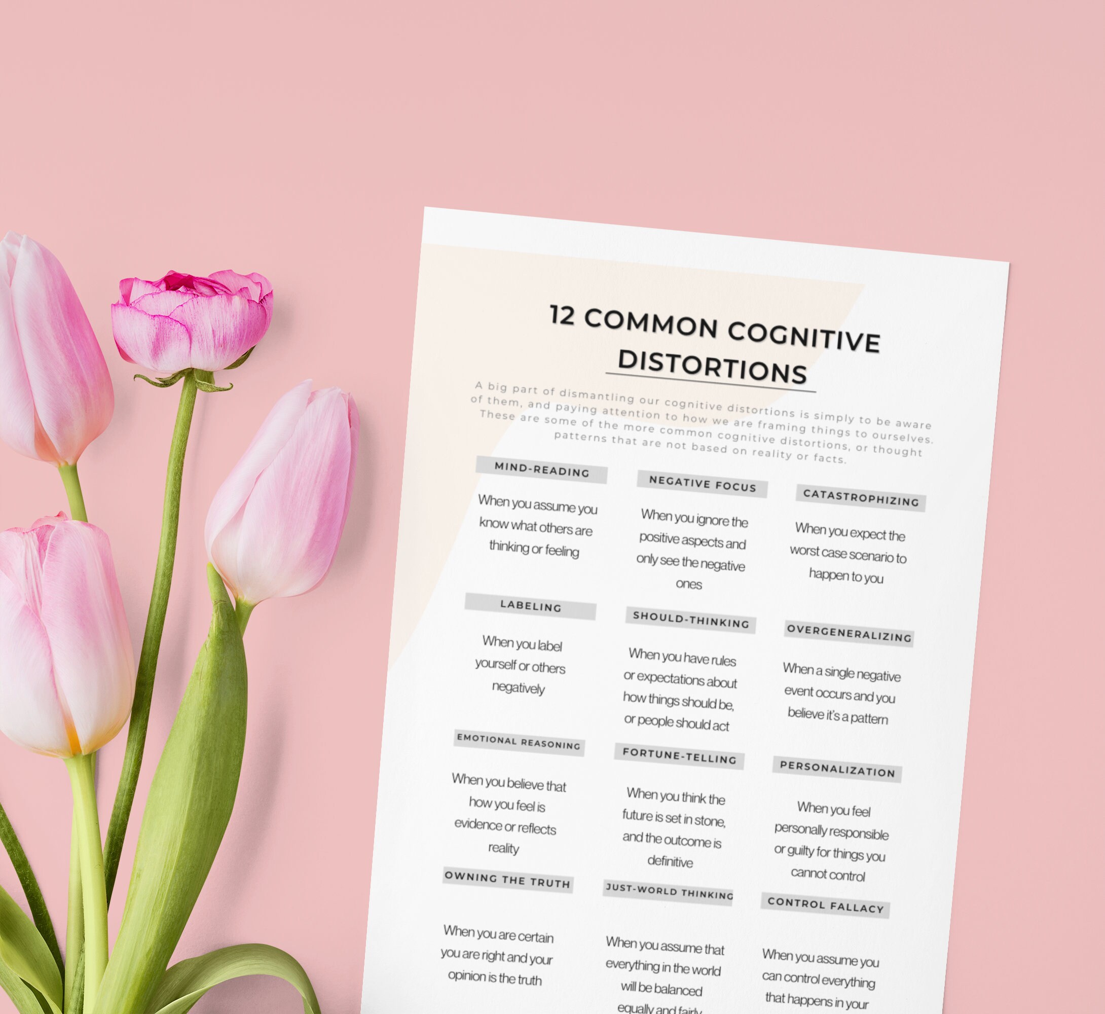 Common cognitive distortions cbt etsy