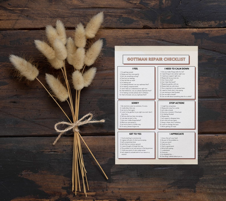 Gottman Repair Checklist - Etsy