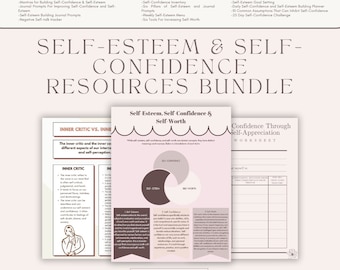 Self-Esteem and Self-Confidence Resources Bundle; Self-Esteem Building; Self-Worth; Self-Acceptance; Self-Improvement Journey; Therapy Work