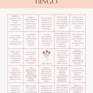 ADHS Selbstfürsorge-Bingo; Selbstpflege bei Aufmerksamkeits-Defizit-Hyperaktivitätssyndrom; Selbstfürsorge mit ADHS; Selbstpflege-Werkzeuge für ADHD