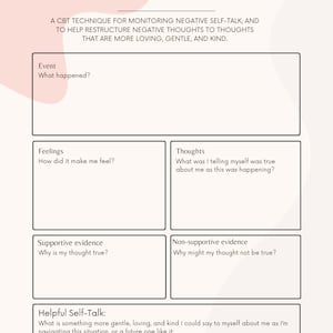 Negative Self Talk Tracker Inner Critic Work Negative Self Talk Negative Self Talk Tracker Inner Critic Work Negative Self Talk