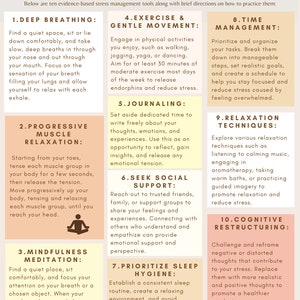Stress Reduction Techniques Cheat Sheet; Stress Reduction Tools; Stress Reduction Worksheet; Stress Reduction Therapy Tools